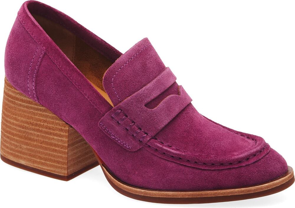 Kork-Ease Women's Modeste Suede Leather Heeled Penny Loafer Purple 9.5M US
